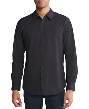 Мужская приталенная однотонная рубашка с длинными рукавами и пуговицами спереди Calvin Klein