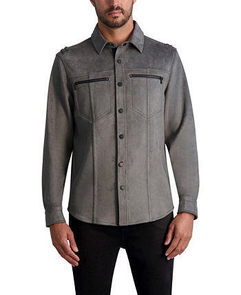 Мужская куртка-рубашка из искусственной замши с открытой молнией Karl Lagerfeld Paris
