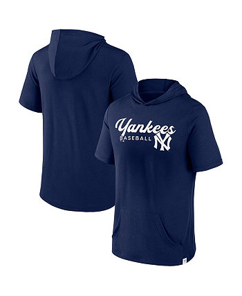 Men's Branded Navy New York Yankees Offensive Strategy Short Sleeve Pullover Hoodie Fanatics