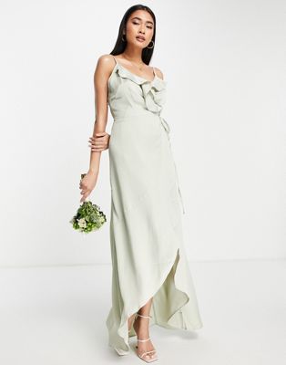  Женское платье TFNC Bridesmaid из атласа в цвете мяты TFNC