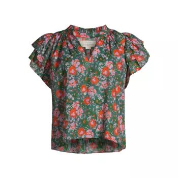 Блузка с короткими рукавами и цветочным принтом Clover Birds of Paradis