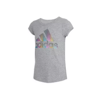 Маленькая девочка & amp; Футболка с разноцветным логотипом для девочек Adidas