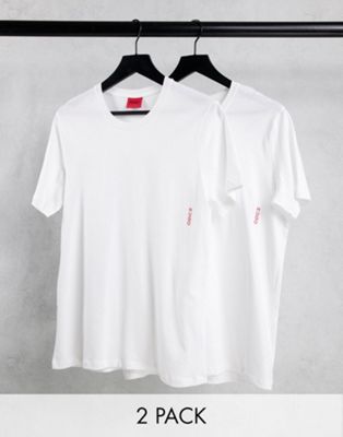 Комплект из 2 футболок HUGO Bodywear белого цвета с вертикальным логотипом сбоку HUGO Bodywear