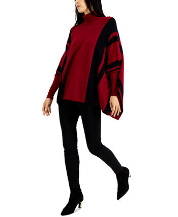 Полосатый свитер-пончо с воротником под горло, созданный для Macy's Alfani