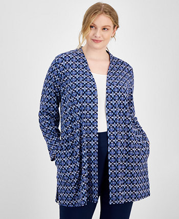 Plus Size Francesca Foulard Cardigan, Created for Macy's J&M Collection