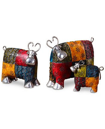 Набор из 3 металлических фигурок "Разноцветные коровы" Uttermost