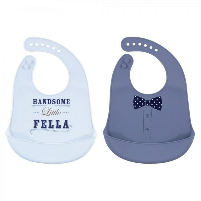 Little Treasure Baby Boy Silicone Bibs 2pk, Tux, One Size Little Treasure