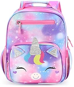 mibasies Girls Backpack for Elementary School, Backpack for Girls 5-8, Lightweight Kids Backpacks for Girls（Rainbow） Mibasies