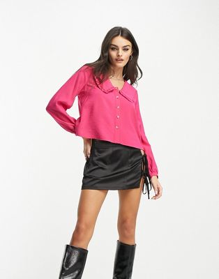 Ярко-розовая блузка на пуговицах с объемным воротником Whistles Whistles