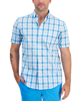Мужская рубашка из эластичного поплина на пуговицах в клетку обычного кроя Mike, созданная для Macy's Club Room