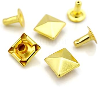 CRAFTMEMORE 100pcs Spike Rivet Pyramid Rapid Rivet Studs Glam Rock Biker Nailheads Leathercraft Decorations (7 MM, Antique Brass) CRAFTMEMORE