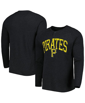 Мужская черная футболка с длинными рукавами Henley Pittsburgh Pirates Inertia Raglan Concepts Sport