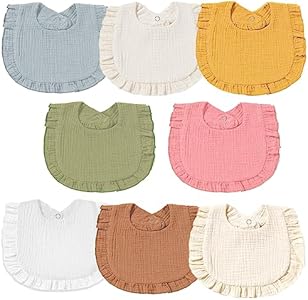 Muslin Baby Bibs for Baby Girls, Muslin Bibs Drool Bandana Bibs Duludulu