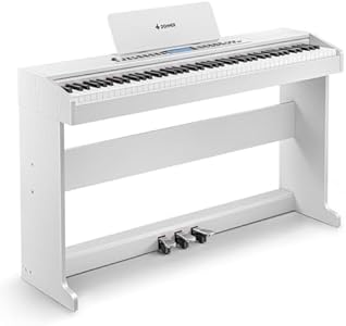 Donner DDP-95 Beginner Digital Piano with 88 Key Weighted Keyboard, Wireless Connection, Record, 4.3" LCD, 610 Tones, 600 Rhythms, 110 Demos, 3 Piano Teaching Modes, Full Size Piano Keyboard, White Donner