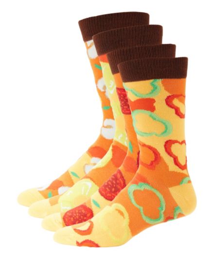 4-Pack Pizza Mid Calf Crew Socks Funky Socks