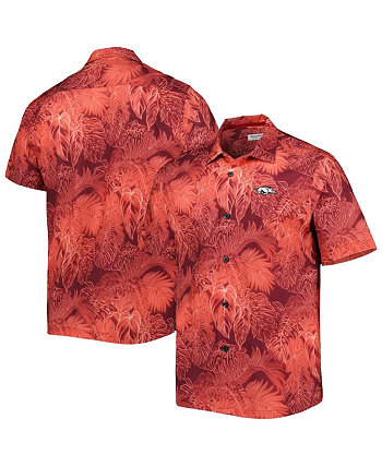Мужская рубашка на пуговицах Cardinal Arkansas Razorbacks Coast Luminescent Fronds IslandZone Tommy Bahama