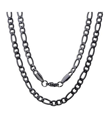 Мужские черные ожерелья с цепочкой Figaro из нержавеющей стали с IP-покрытием STEELTIME