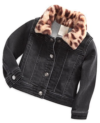 Джинсовая куртка для девочки с воротником из искусственного меха, созданная для Macy's First Impressions
