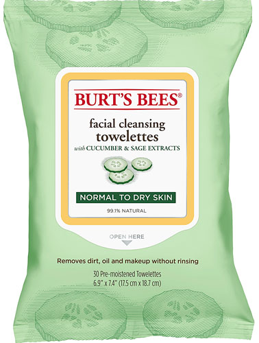 Очищающие салфетки для лица Burt's Bees для нормальной и сухой кожи с огурцом и шалфеем -- 30 салфеток BURT'S BEES