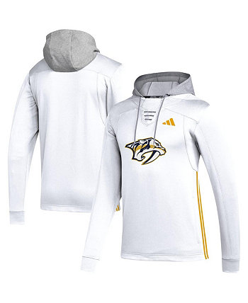 Мужской белый пуловер с капюшоном Nashville Predators Refresh Skate Lace AEROREADY Adidas