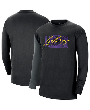 Мужская черная футболка с длинным рукавом Los Angeles Lakers Courtside Versus Flight MAX90 Nike