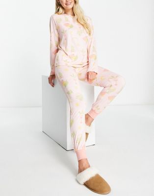 Светло-розовая длинная пижама с принтом The Wellness Project x Chelsea Peers The Wellness Project