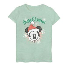 Disney's Mickey Mouse Merry Christmas Girls Graphic Tee Disney