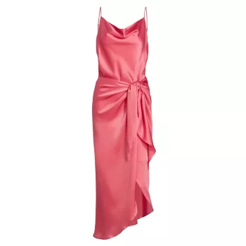 Rose Sarong Silk Cowl Dress L'AGENCE