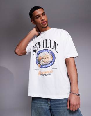 ASOS DESIGN oversized t-shirt with city graphic in white Asos Design