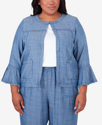 Plus Size Bayou Chambray 3/4 Sleeve Jacket Alfred Dunner