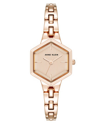 Women's Quartz Petite Hexagonal Rose Gold-Tone Alloy Metal Bracelet Watch, 21mm Anne Klein