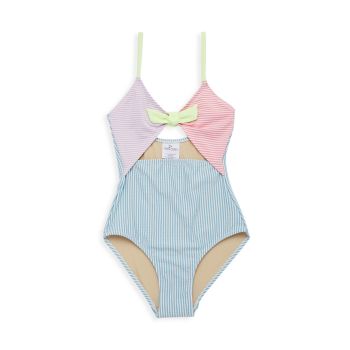 Girl's Multicolor Eyelet One-Piece Swimsuit Shade critters