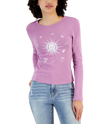Детская футболка с длинными рукавами и круглым вырезом с рисунком Sun Rebellious One