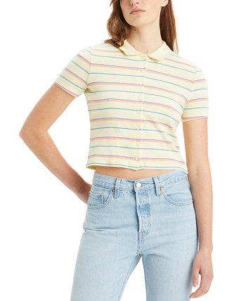 Women's Suki Cotton Stripe-Print Button-Front Polo Shirt Levi's®