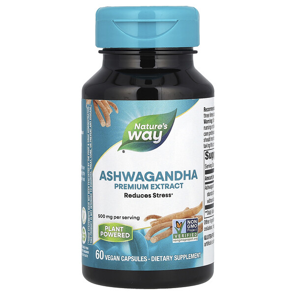 Ashwagandha, Премиум Экстракт - 500 мг - 60 веганских капсул - Nature's Way Nature's Way