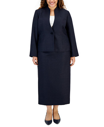 Блестящий твидовый жакет и юбка-миди больших размеров Le Suit