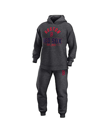 Мужской комплект из двух предметов: пуловер с капюшоном и спортивные штаны с логотипом Heather Charcoal Boston Red Sox Best Past Time Fanatics