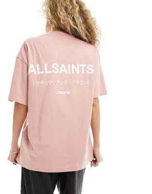 Объемная футболка пыльно-розового цвета AllSaints Underground эксклюзивно для ASOS AllSaints