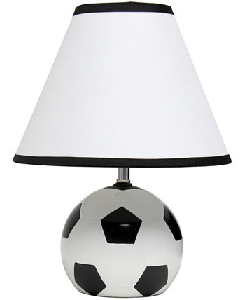 SportsLite 11.5" Tall Athletic Sports Soccer Ball Base Ceramic Bedside Table Desk Lamp with White Empire Fabric Shade Simple Designs