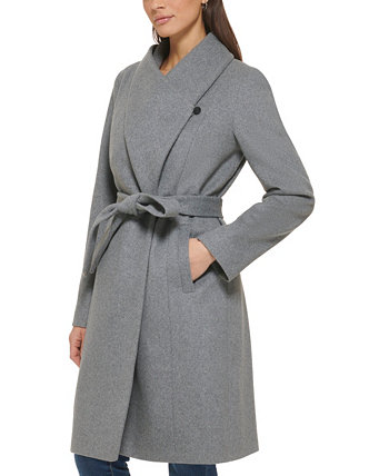 Женское пальто с запахом и поясом из смесовой шерсти Cole Haan