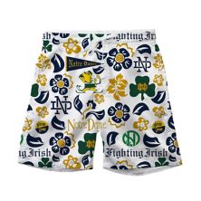 Youth Wes & Willy White Notre Dame Fighting Irish Allover Print Vault Tech Swim Trunks Wes & Willy