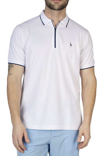 Men's Pique Zipper Polo Shirt with Tipping TailorByrd