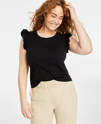 Женская футболка с круглым вырезом с развевающимися рукавами, созданная для Macy's On 34th