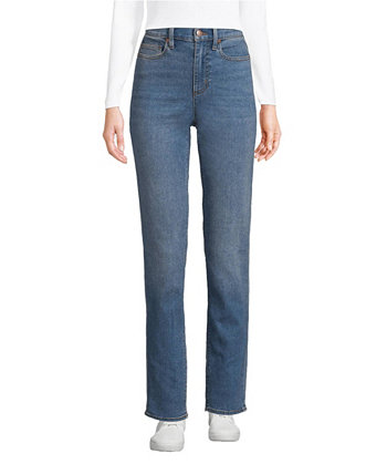 Women's Recover High Rise Straight Leg Blue Jeans Lands' End