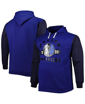 Мужской синий, темно-синий пуловер с капюшоном Dallas Mavericks Big and Tall Bold Attack Fanatics