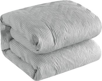 Aveline Plush Ribbed Chevron Design King Comforter Set - Серый - Набор из 6 предметов CHIC