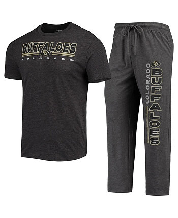 Мужской комплект для сна: темно-серый, черная футболка Colorado Buffaloes Meter и штаны Concepts Sport