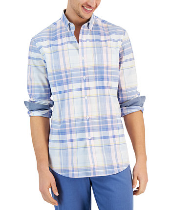 Мужская оксфордская рубашка на пуговицах с длинным рукавом в клетку Lima, созданная для Macy's Club Room