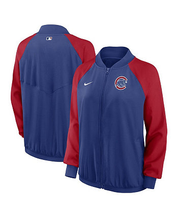 Женская куртка Royal Chicago Cubs Authentic Collection Team Raglan Performance с молнией во всю длину Nike
