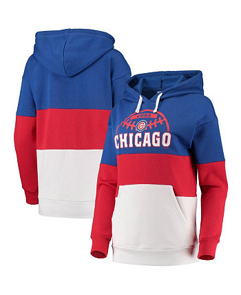 Женский пуловер с капюшоном Royal, красный Chicago Cubs Block and Tackle Colorblock G-III Sports